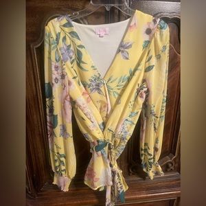 Pink Lily Floral Blouse Size Large